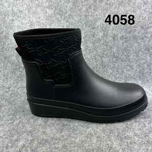 Tommy Hilfiger Benio Black Faux Fur Lined Rain Boots Womens 10M TWBENIO